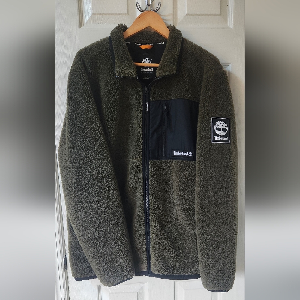 Timberland Outdoor Archive Sherpa Fleece Jacket Olive Green XXL TB0A2AXT